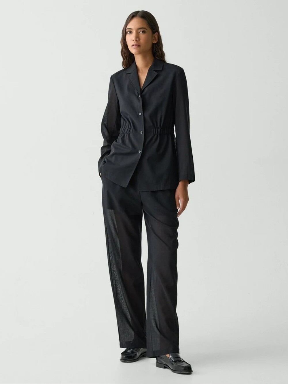 NWT Theory Cinch Waist Jacket & Pant Set Modern Sheer Style